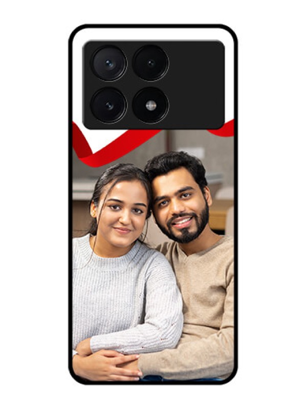 Custom Poco X6 Pro 5G Custom Metal Phone CaseRed Ribbon Frame Design