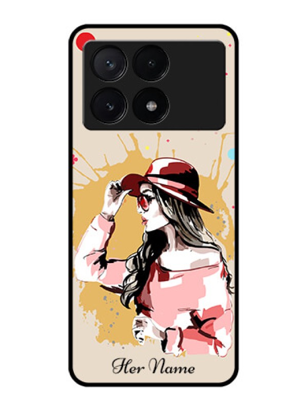 Custom Poco X6 Pro 5G Custom Metal Phone CaseWomen With Pink Hat Design