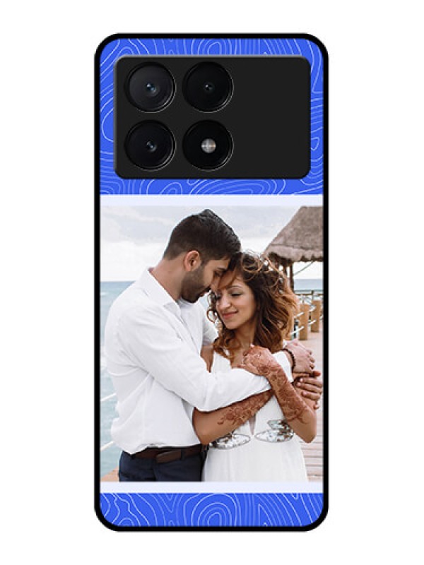 Custom Poco X6 Pro 5G Custom Metal Phone CaseCurved Line Art With Blue And White Design