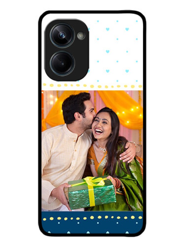 Custom Realme 10 Pro 5G Custom Metal Phone CaseWhite And Blue Abstract Design