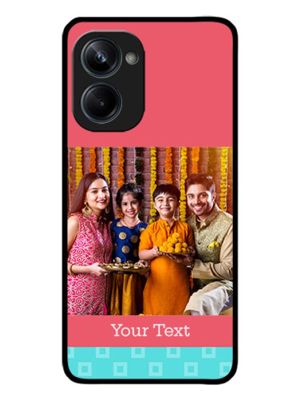 Custom Realme 10 Pro 5G Custom Metal Phone CasePeach and Blue Color Design