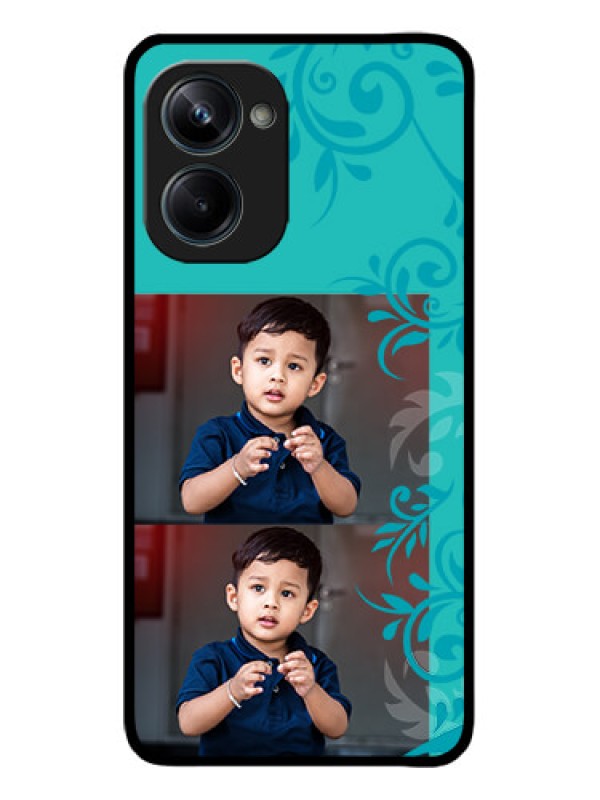 Custom Realme 10 Pro 5G Custom Metal Phone CaseWith Photo And Green Floral Design