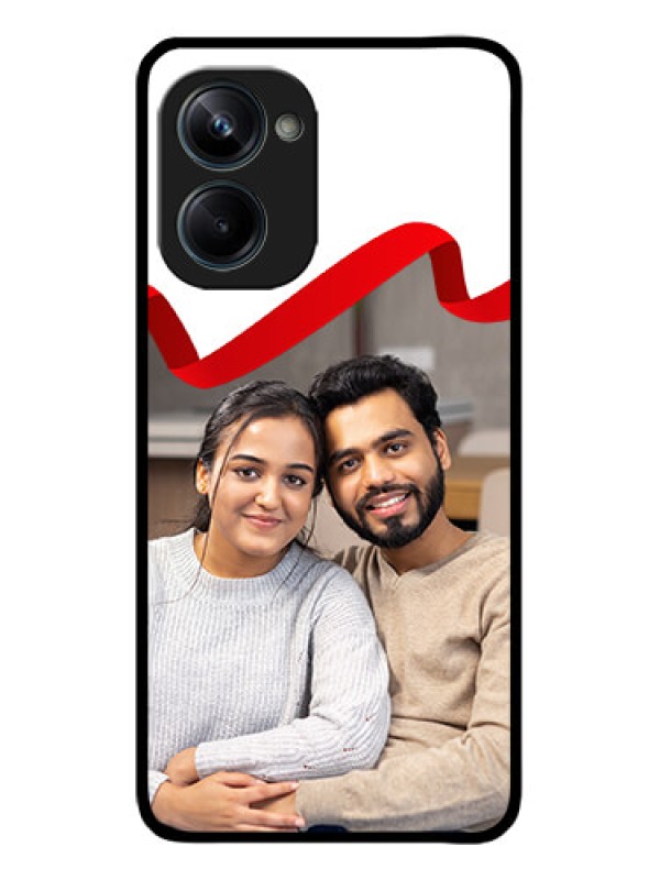 Custom Realme 10 Pro 5G Custom Metal Phone CaseRed Ribbon Frame Design