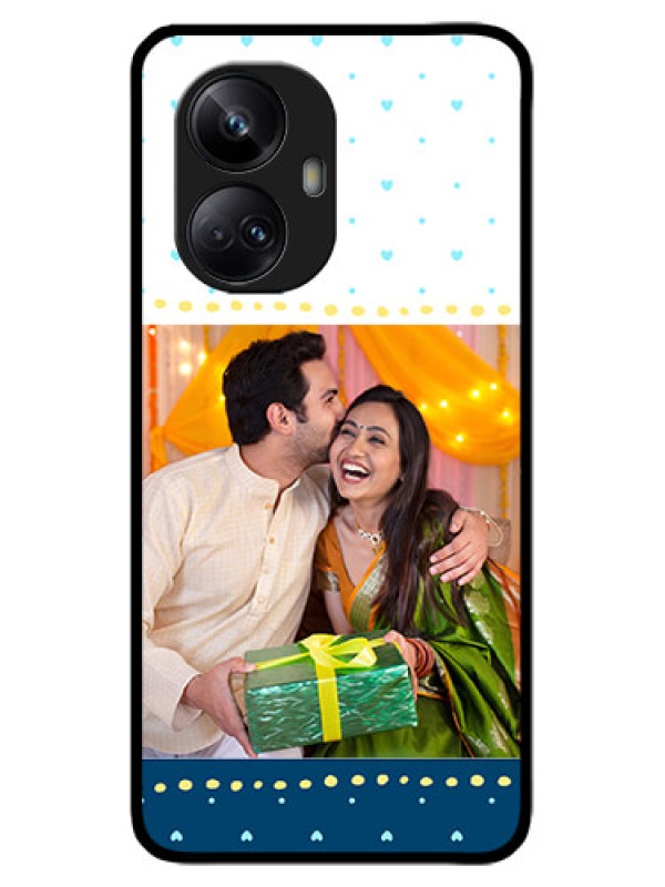 Custom Realme 10 Pro Plus 5G Custom Metal Phone CaseWhite And Blue Abstract Design