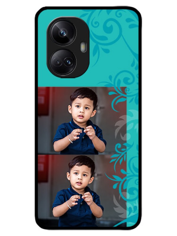 Custom Realme 10 Pro Plus 5G Custom Metal Phone CaseWith Photo And Green Floral Design