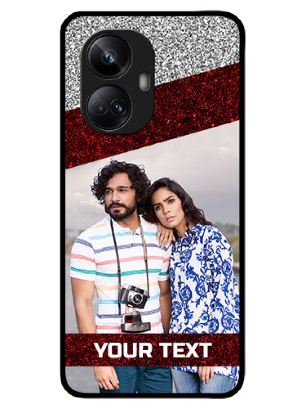 Custom Realme 10 Pro Plus 5G Custom Metal Phone CaseImage Holder With Glitter Strip Design