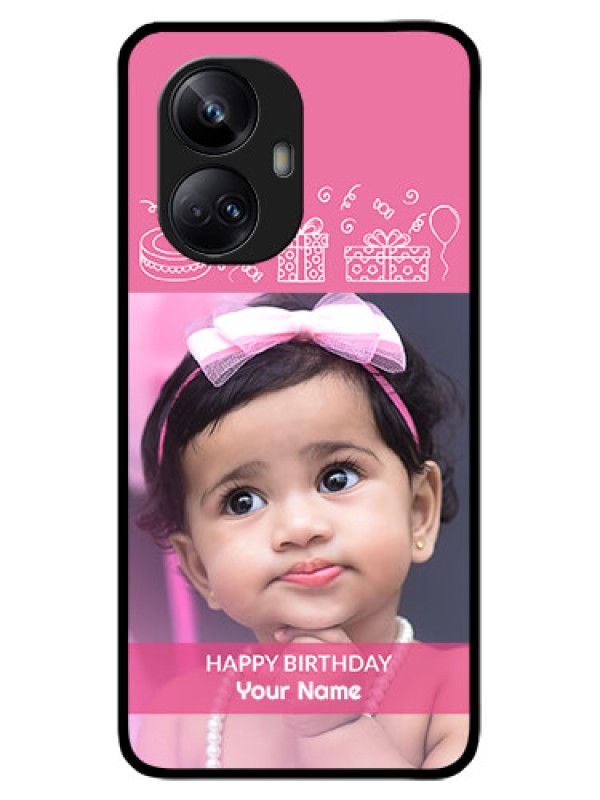 Custom Realme 10 Pro Plus 5G Custom Metal Phone CaseWith Birthday Line Art Design