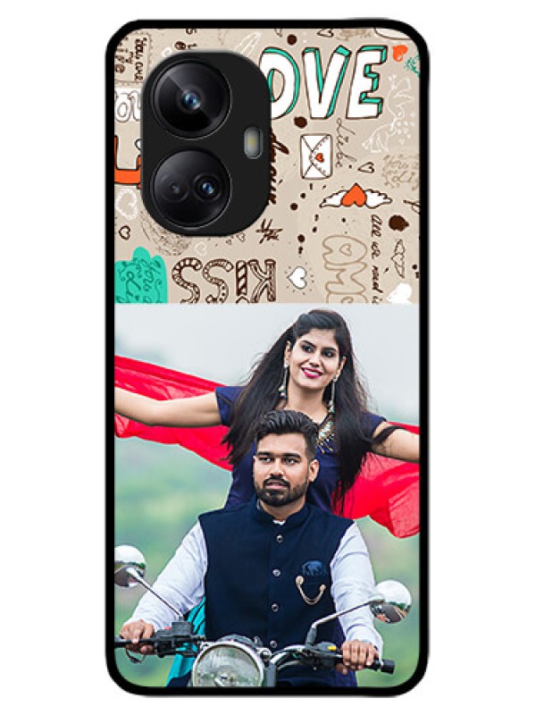 Custom Realme 10 Pro Plus 5G Custom Metal Phone CaseLove Doodle Pattern