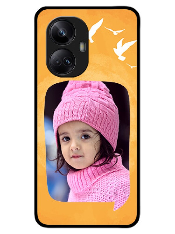 Custom Realme 10 Pro Plus 5G Custom Metal Phone CaseWater Color Design With Bird Icons