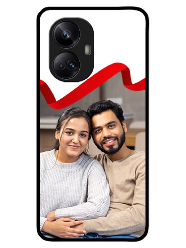 Custom Realme 10 Pro Plus 5G Custom Metal Phone CaseRed Ribbon Frame Design