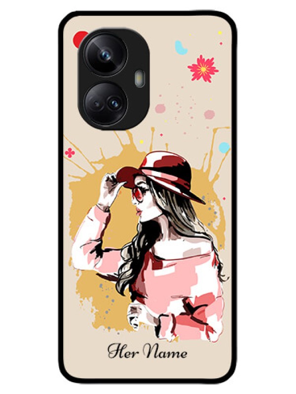 Custom Realme 10 Pro Plus 5G Custom Metal Phone CaseWomen With Pink Hat Design