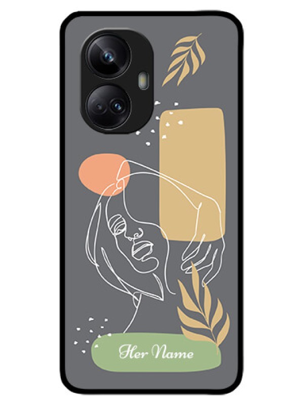 Custom Realme 10 Pro Plus 5G Custom Metal Phone CaseGazing Woman Line Art Design