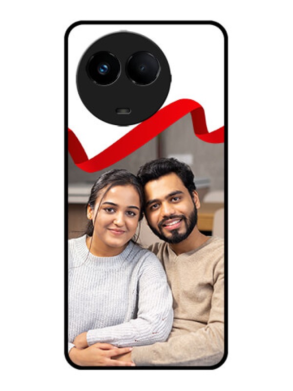 Custom Realme 11 5G Custom Metal Phone CaseRed Ribbon Frame Design