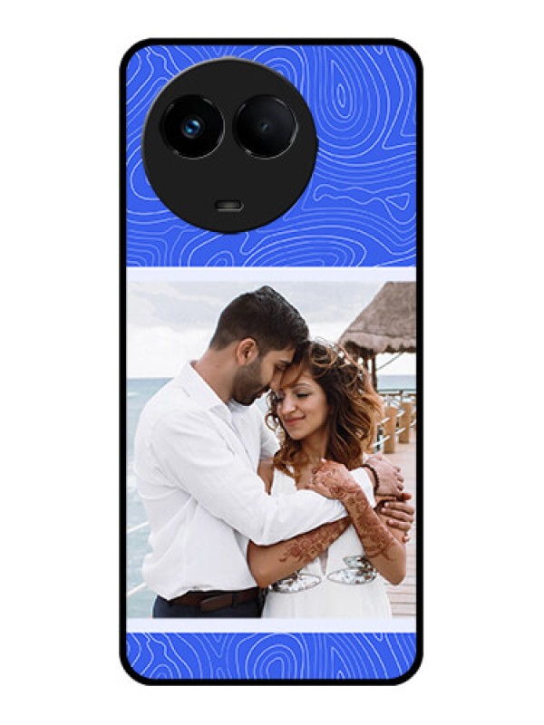 Custom Realme 11 5G Custom Metal Phone CaseCurved Line Art With Blue And White Design