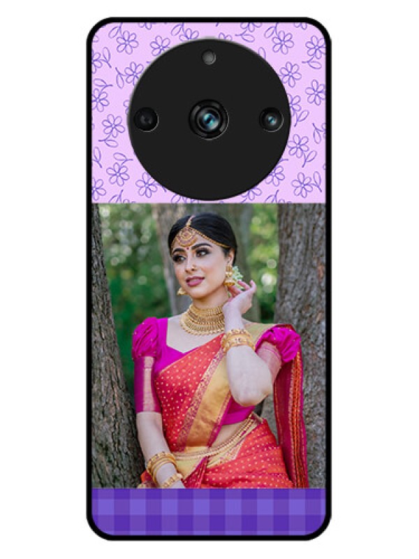 Custom Realme 11 Pro 5G Custom Metal Phone CasePurple Floral Design