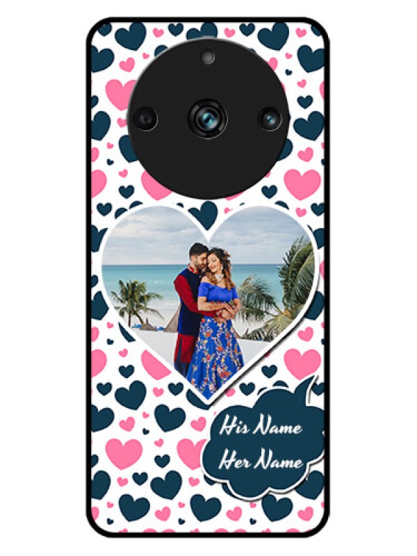 Custom Realme 11 Pro 5G Custom Metal Phone CasePink and Blue Heart Design