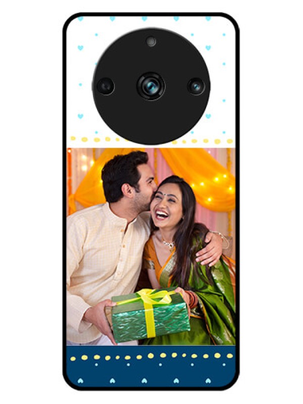 Custom Realme 11 Pro Plus 5G Custom Metal Phone CaseWhite And Blue Abstract Design