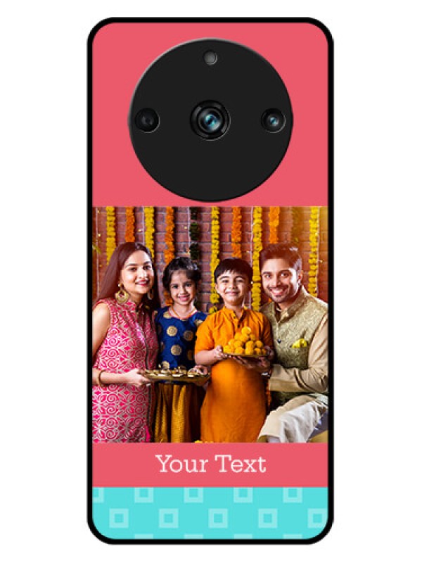 Custom Realme 11 Pro Plus 5G Custom Metal Phone CasePeach and Blue Color Design