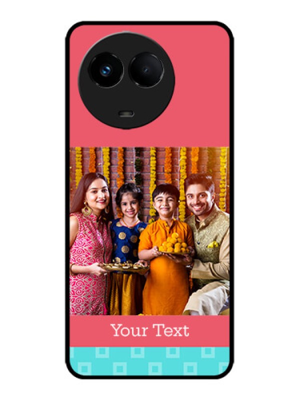 Custom Realme 11x 5G Custom Metal Phone CasePeach and Blue Color Design