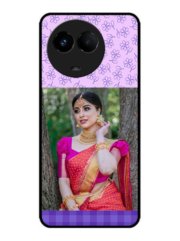 Custom Realme 11x 5G Custom Metal Phone CasePurple Floral Design