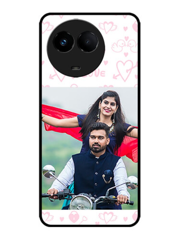 Custom Realme 11x 5G Custom Metal Phone CasePink Flying Heart Design