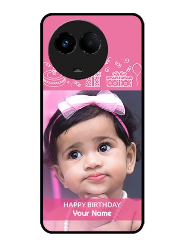 Custom Realme 11x 5G Custom Metal Phone CaseWith Birthday Line Art Design