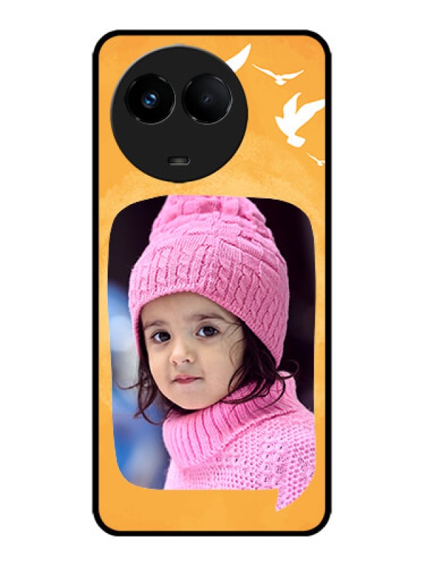 Custom Realme 11x 5G Custom Metal Phone CaseWater Color Design With Bird Icons