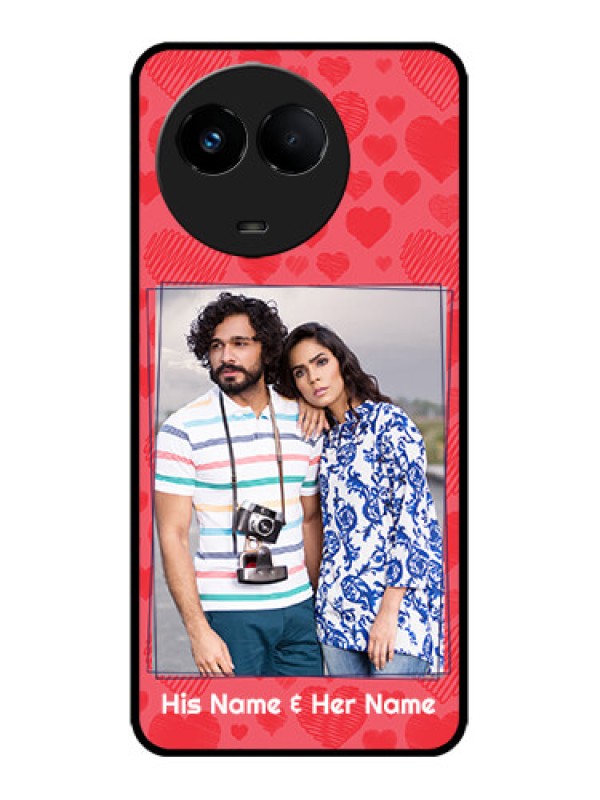 Custom Realme 11x 5G Custom Metal Phone CaseWith Red Heart Symbols Design