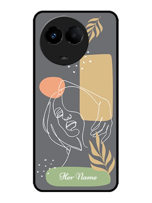 Custom Realme 11x 5G Custom Metal Phone CaseGazing Woman Line Art Design