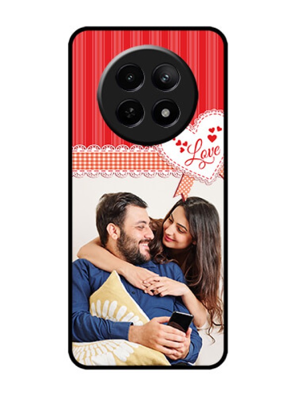 Custom Realme 12 5G Custom Metal Phone CaseRed Love Pattern Design