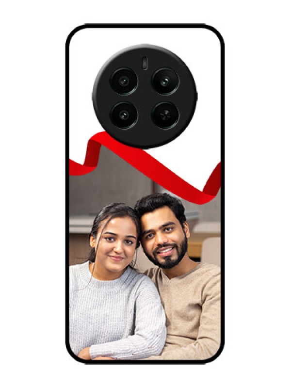 Custom Realme 12 Plus 5G Custom Metal Phone Case - Red Ribbon Frame Design