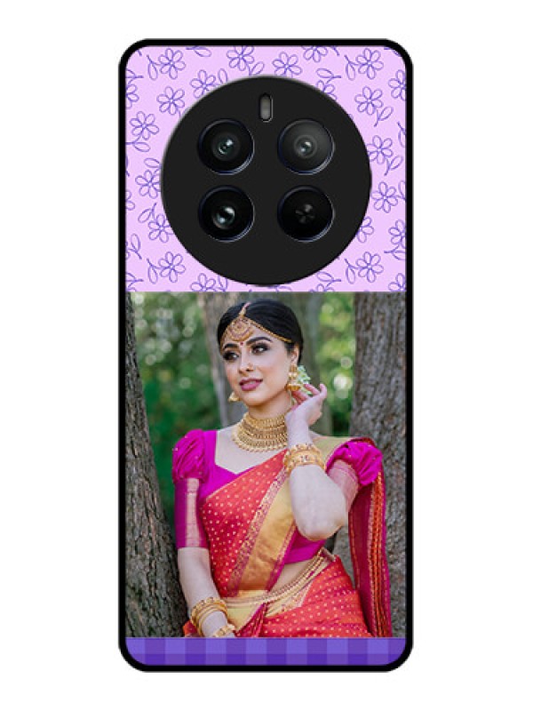 Custom Realme 12 Pro 5G Custom Metal Phone CasePurple Floral Design