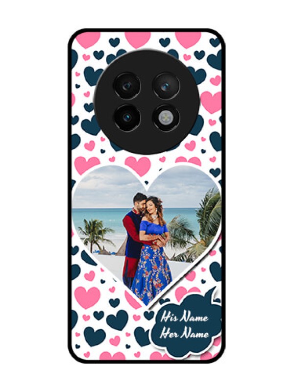 Custom Realme 13 Plus 5G Custom Metal Phone CasePink and Blue Heart Design