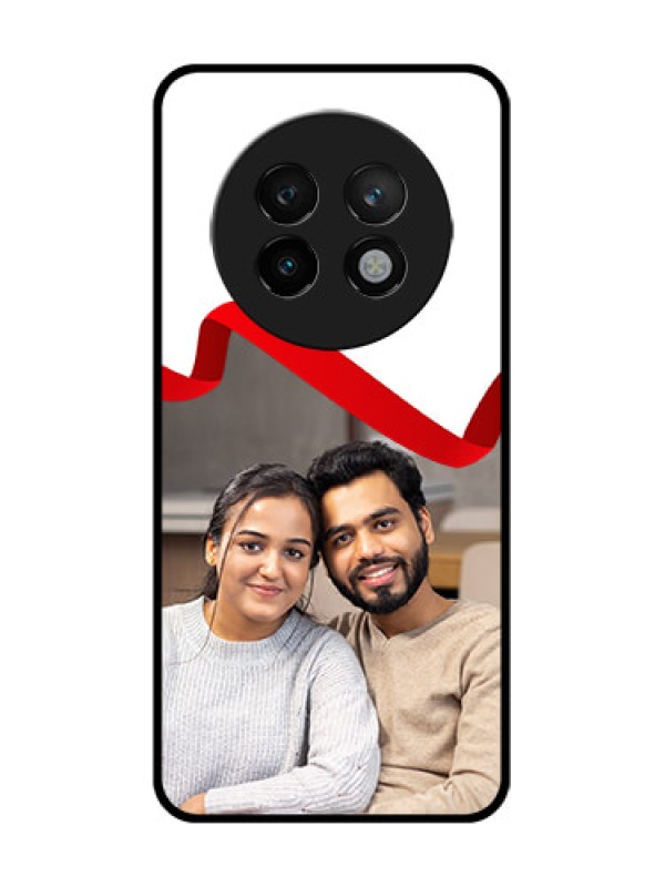 Custom Realme 13 Plus 5G Custom Metal Phone CaseRed Ribbon Frame Design