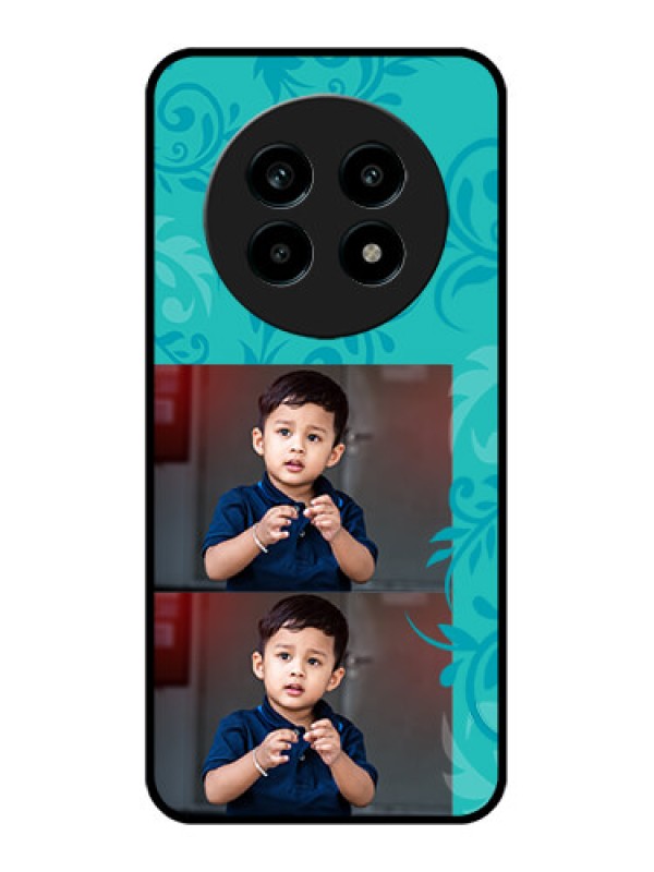 Custom Realme 13 Pro Plus 5G Custom Metal Phone Case - With Photo And Green Floral Design