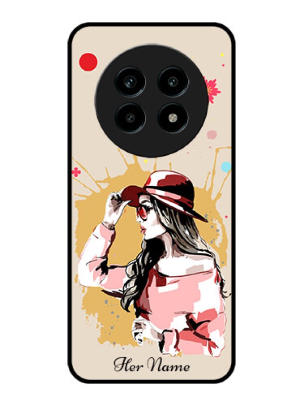 Custom Realme 13 Pro Plus 5G Custom Metal Phone Case - Women With Pink Hat Design