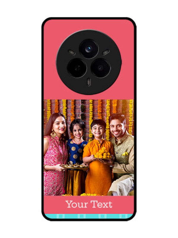 Custom Realme 14 Pro 5G Custom Metal Phone Case - Peach and Blue Color Design