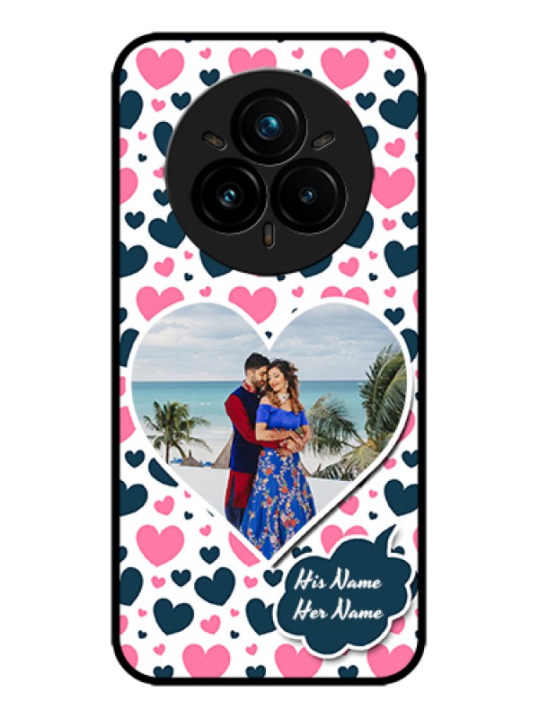 Custom Realme 14 Pro Plus 5G Custom Metal Phone Case - Pink and Blue Heart Design