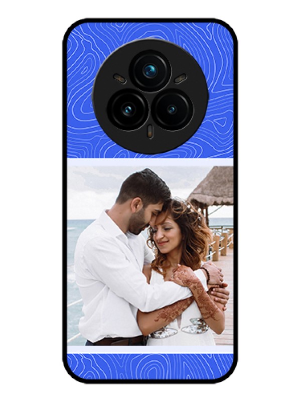 Custom Realme 14 Pro Plus 5G Custom Metal Phone Case - Curved Line Art With Blue And White Design