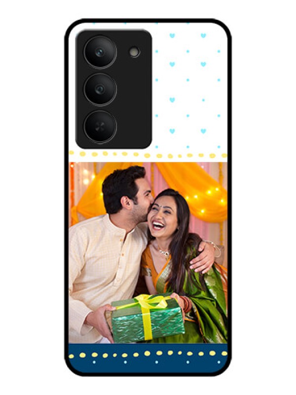 Custom Realme 14x 5G Custom Metal Phone CaseWhite And Blue Abstract Design