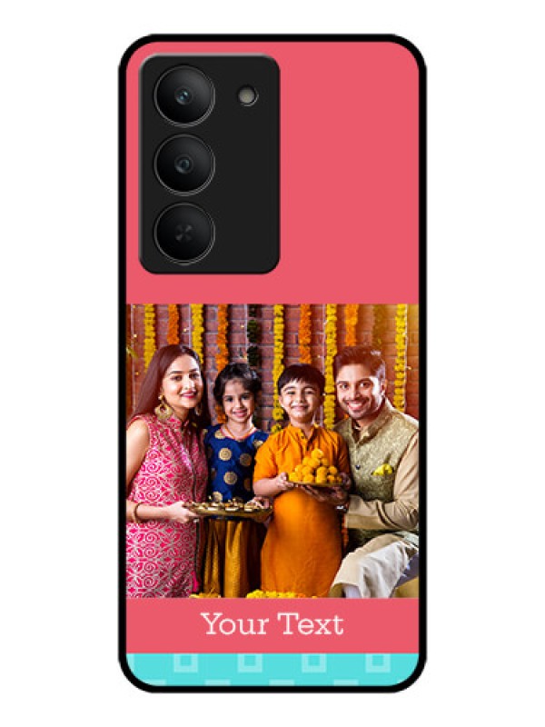 Custom Realme 14x 5G Custom Metal Phone CasePeach and Blue Color Design