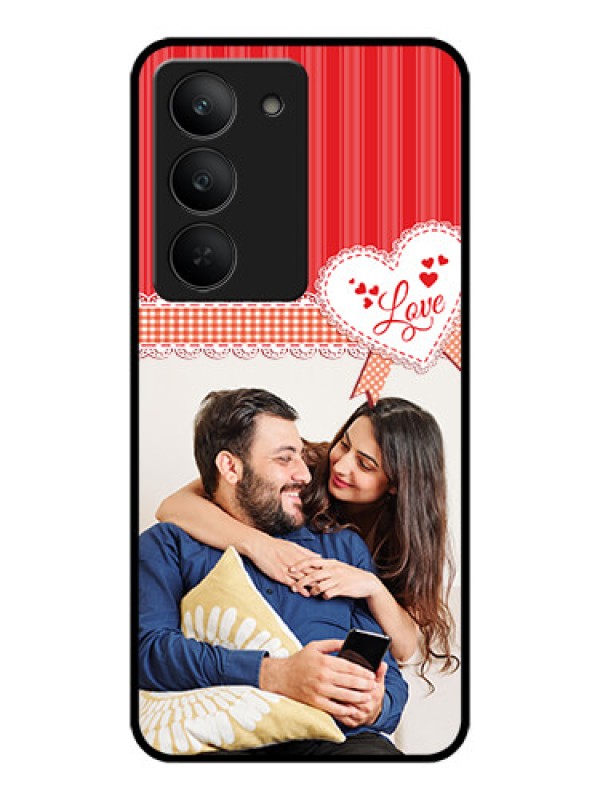 Custom Realme 14x 5G Custom Metal Phone CaseRed Love Pattern Design