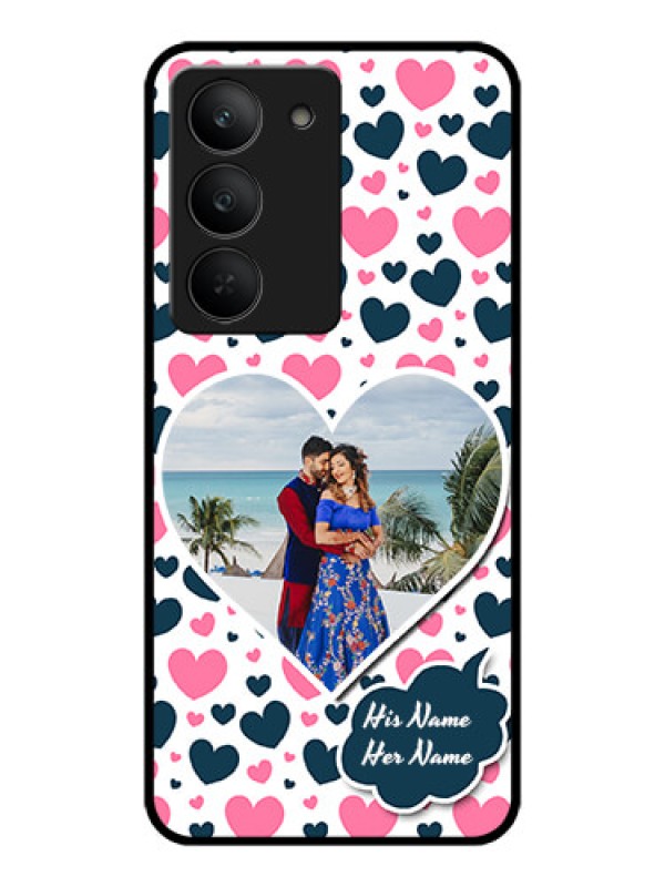 Custom Realme 14x 5G Custom Metal Phone CasePink and Blue Heart Design