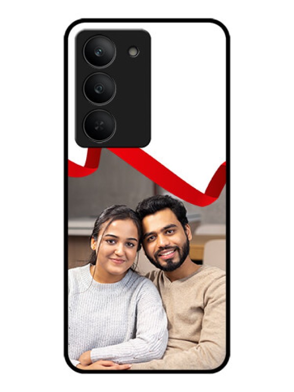 Custom Realme 14x 5G Custom Metal Phone CaseRed Ribbon Frame Design