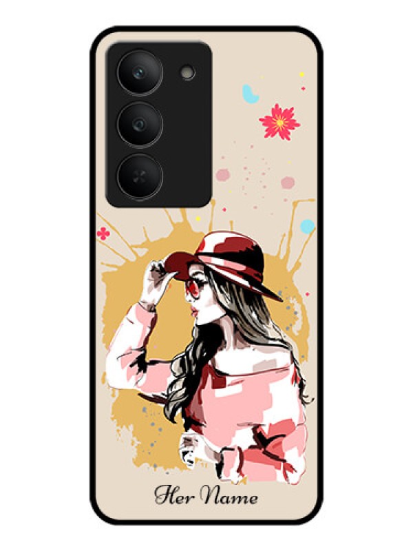 Custom Realme 14x 5G Custom Metal Phone CaseWomen With Pink Hat Design