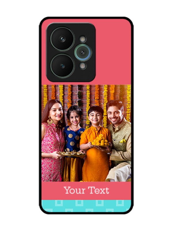 Custom Realme 15 5G Custom Metal Phone Case - Peach & Blue Color Design