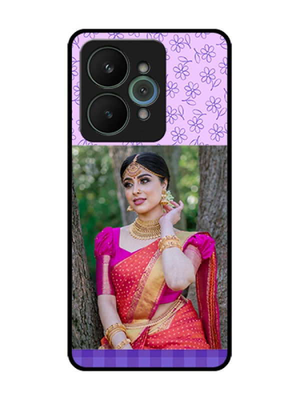 Custom Realme 15 5G Custom Metal Phone Case - Purple Floral Design