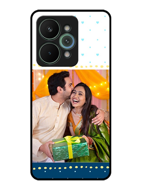 Custom Realme 15 Pro 5G Custom Metal Phone Case - White And Blue Abstract Design