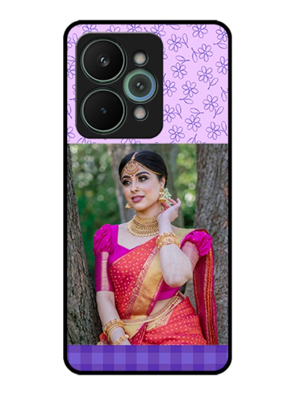 Custom Realme 15 Pro 5G Custom Metal Phone Case - Purple Floral Design