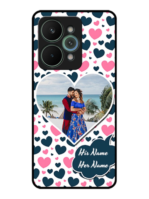 Custom Realme 15 Pro 5G Custom Metal Phone Case - Pink & Blue Heart Design